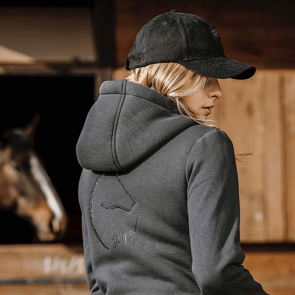 Casquette en velours pour filles Equithème Era noir