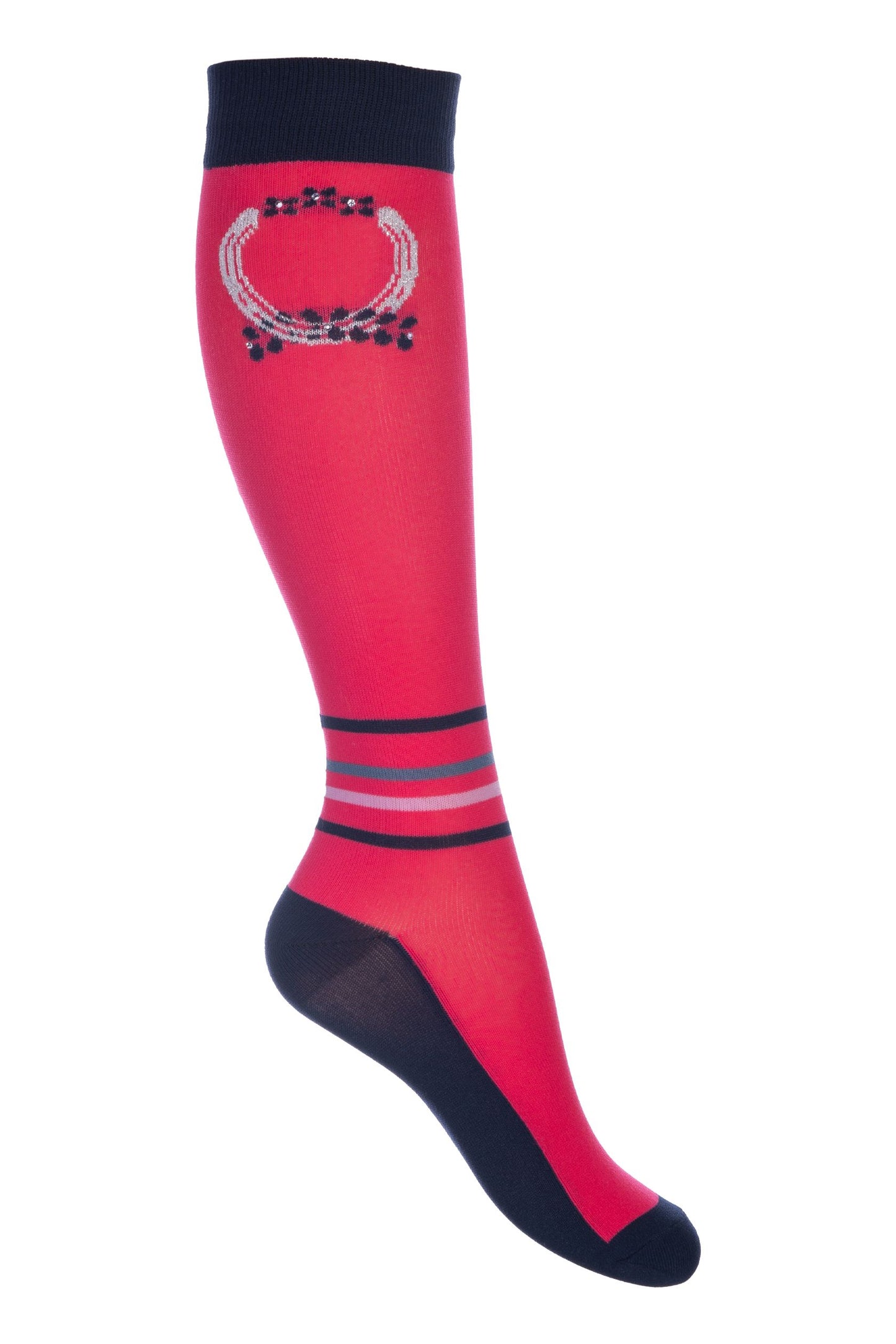 Chaussettes hautes d'équitation pour enfants HKM Aymee fuchsia