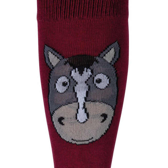Chaussettes d'équitation pour enfants HKM Granada bordeaux et rose