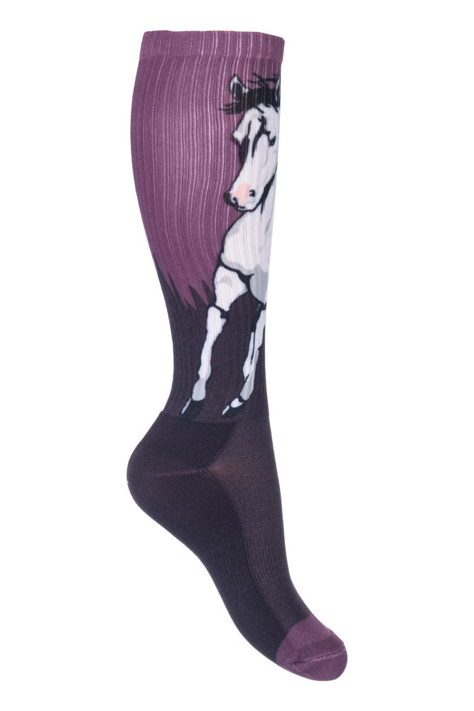 Chaussettes d'équitation pour enfants HKM Helsinki violet