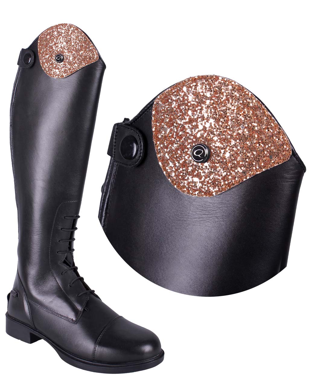 Empiècements imterchangeables pour bottes d'équitation QHP Romy sparkle rosegold