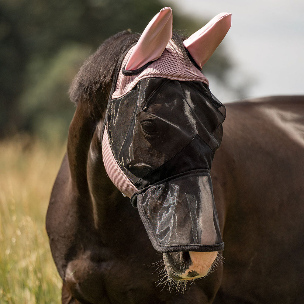 Masque anti-mouches pour cheval avec oreilles, masque