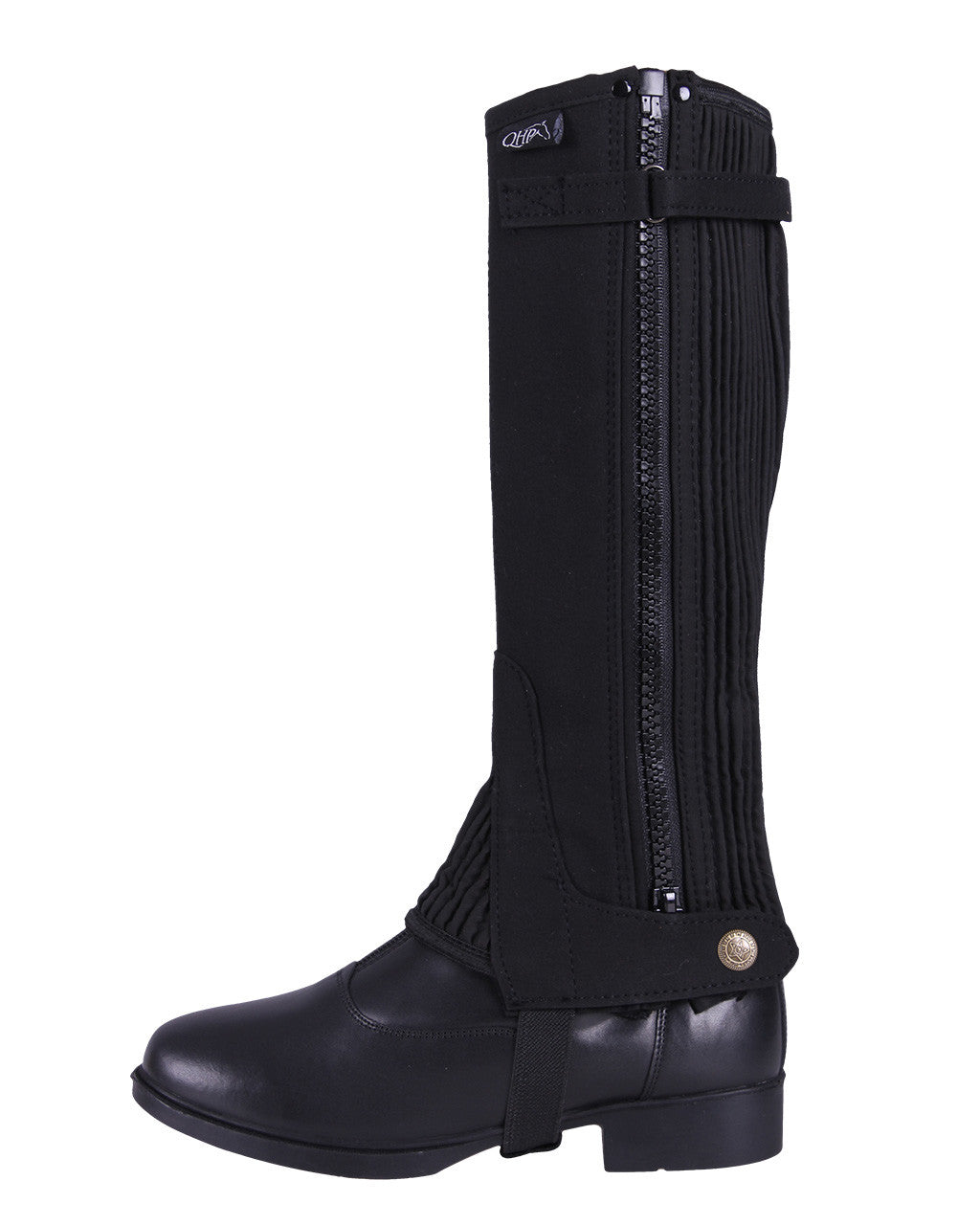 Mini-chaps d'équitation pour petits cavaliers QHP Daim noir