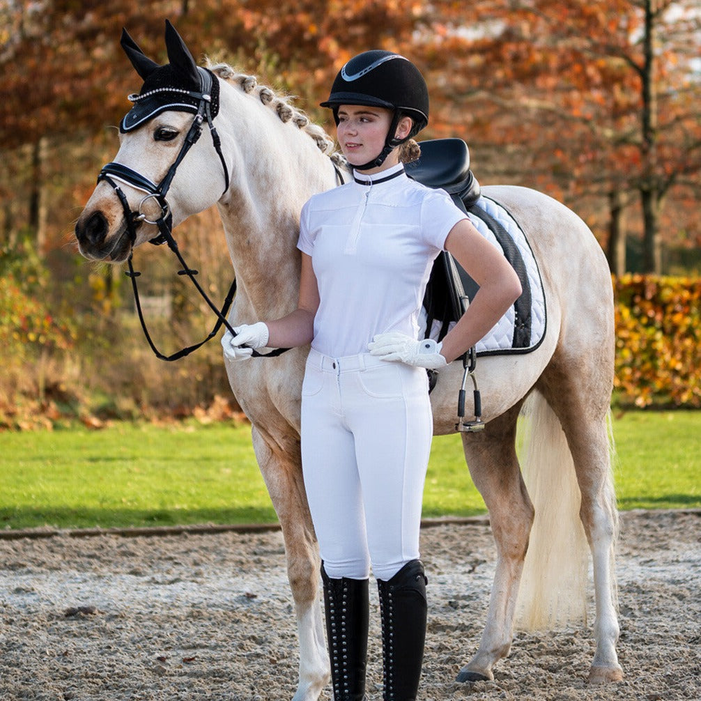Pantalon d'équitation pour cavalières de 7 à 16 ans QHP Kae blanc