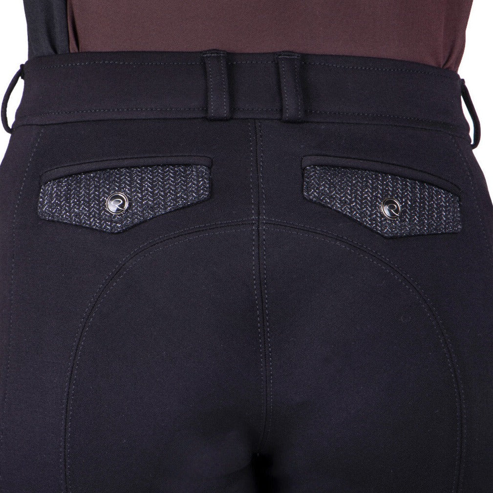 Pantalon d'équitation pour cavalières de 7 à 16 ans QHP Kae noir