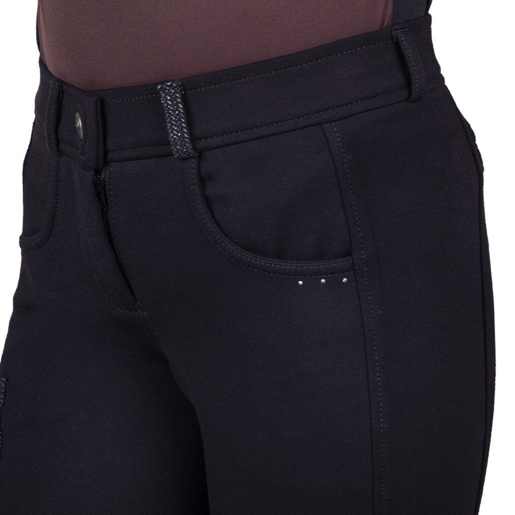Pantalon d'équitation pour cavalières de 7 à 16 ans QHP Kae noir