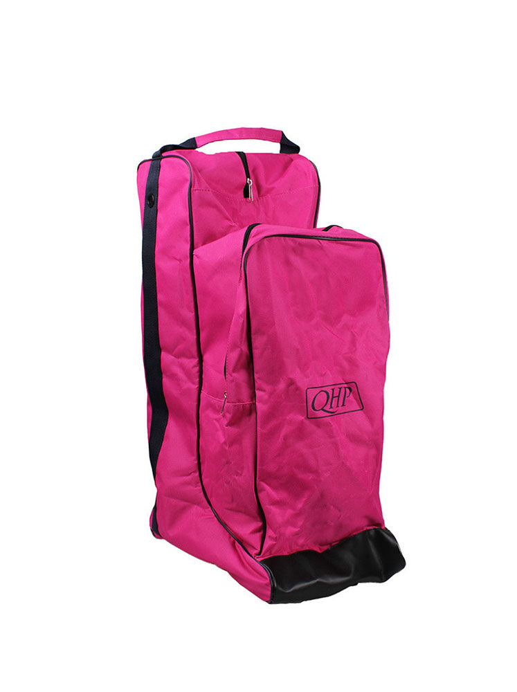 Sac à bottes avec compartiment avant pour casque d'équitation QHP fuchsia