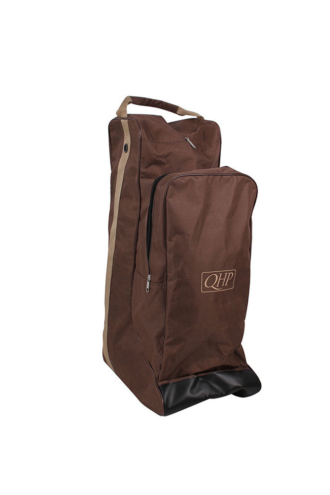 Sac à bottes avec compartiment avant pour casque d'équitation QHP marron