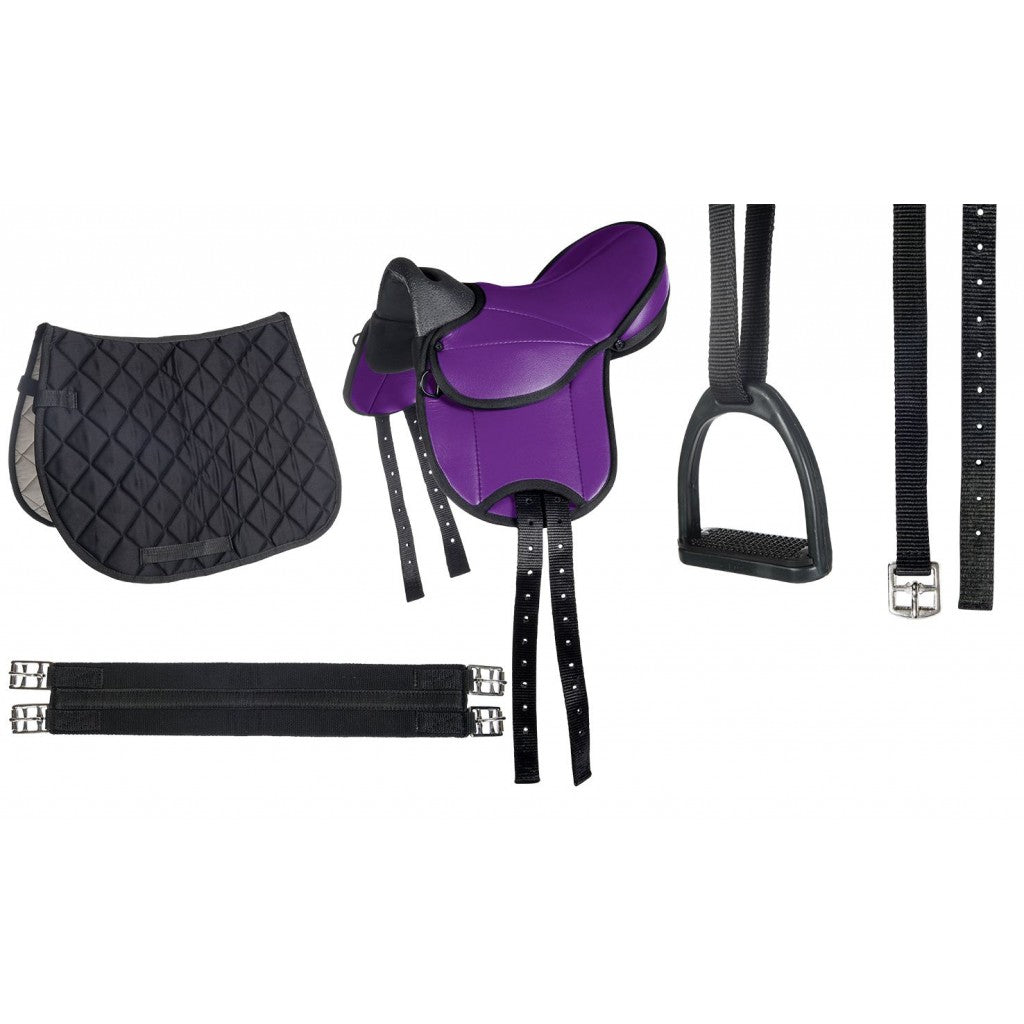 Kit bardette, sangle, étrivières, étriers et tapis de selle HKM Shetty violet