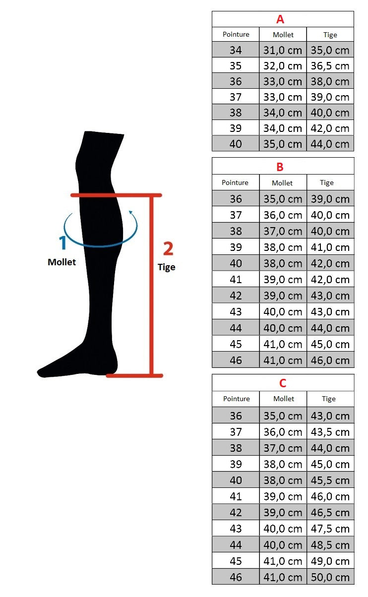 Tableau des tailles des bottes d'équitation doublées de mouton synthétique pour enfants et adultes HKM Flex Country
