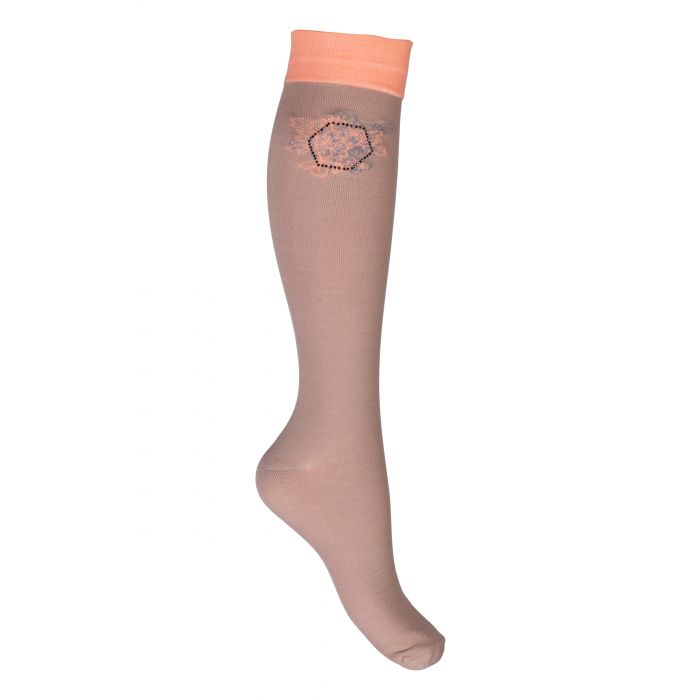 Chaussettes hautes d'équitation pour femme HKM Savona taupe