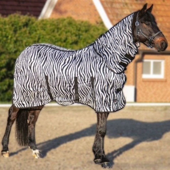 Chemise anti-mouches pour poneys et chevaux HKM Zebra avec cou amovible