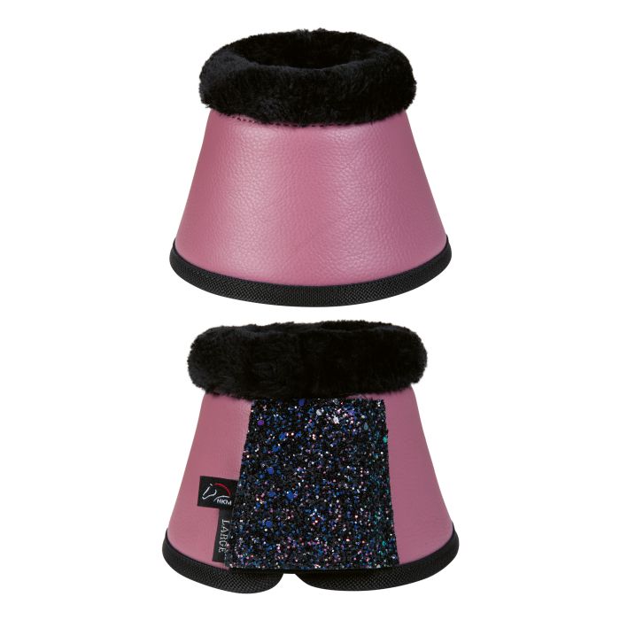 Cloches avec bordure mouton synthétique pour poneys et chevaux HKM Sparkle framboise