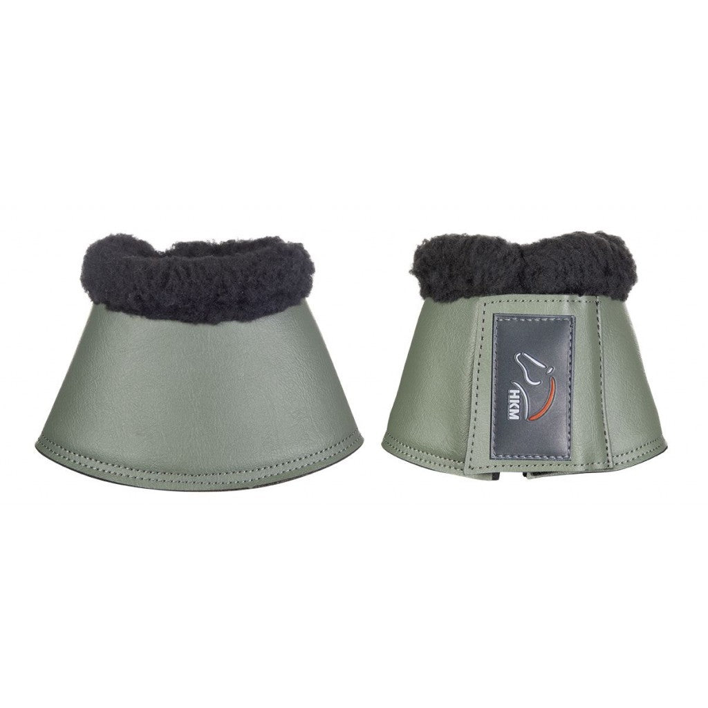 Cloches pour poneys et chevaux HKM Comfort vert effet cuir
