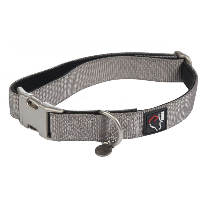 Collier en nylon réglable pour chien HKM Anam Cara gris taupe