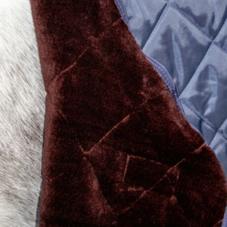 Couverture de box doublée fourrure synthétique pour poneys et chevaux HKM Winter marine