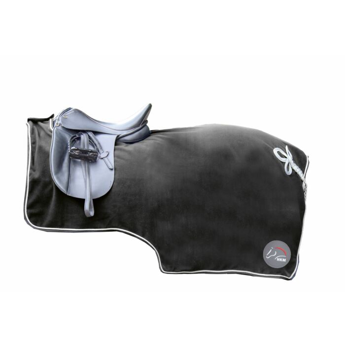 Couvre-reins polaire avec tresse de queue pour poneys et chevaux HKM Luxe noir
