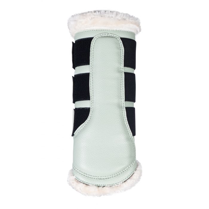 Guêtres de dressage doublées mouton synthétique pour poneys et chevaux HKM Comfort Premium vert d'eau