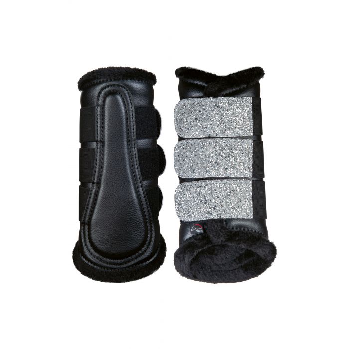 Guêtres fermées doublées de mouton synthétique pour poneys et chevaux HKM Sparkle noir