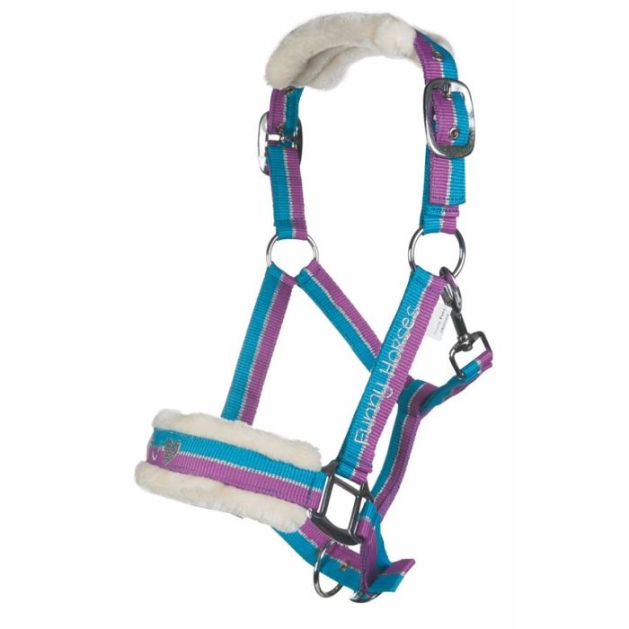 Licol pour mini shetlands, shetlands et poneys HKM Funny Horses II turquoise/lilas
