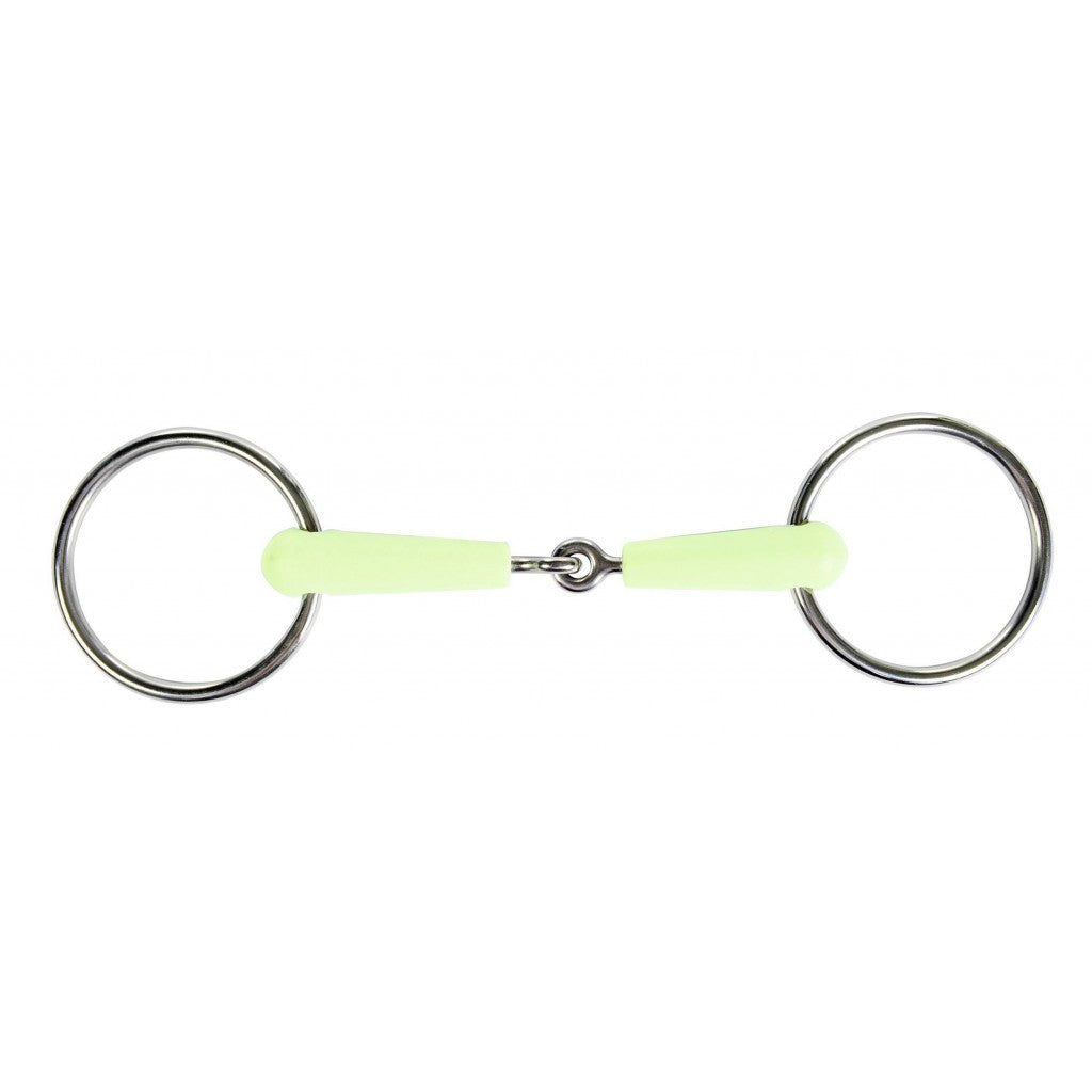Mors à anneaux pour poneys et chevaux HKM en résine goût pomme