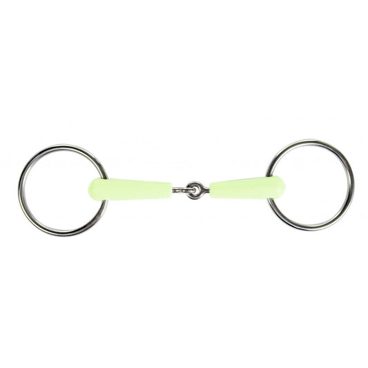 Mors à anneaux pour poneys et chevaux HKM en résine goût pomme