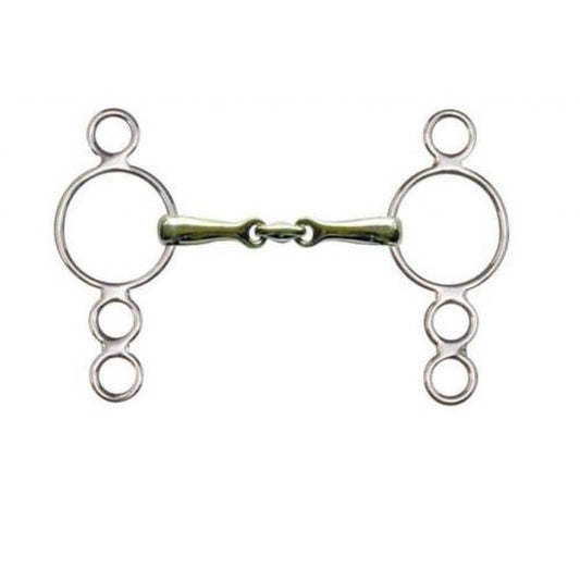 Mors Pessoa double brisure pour poneys et chevaux HKM en acier maillechort