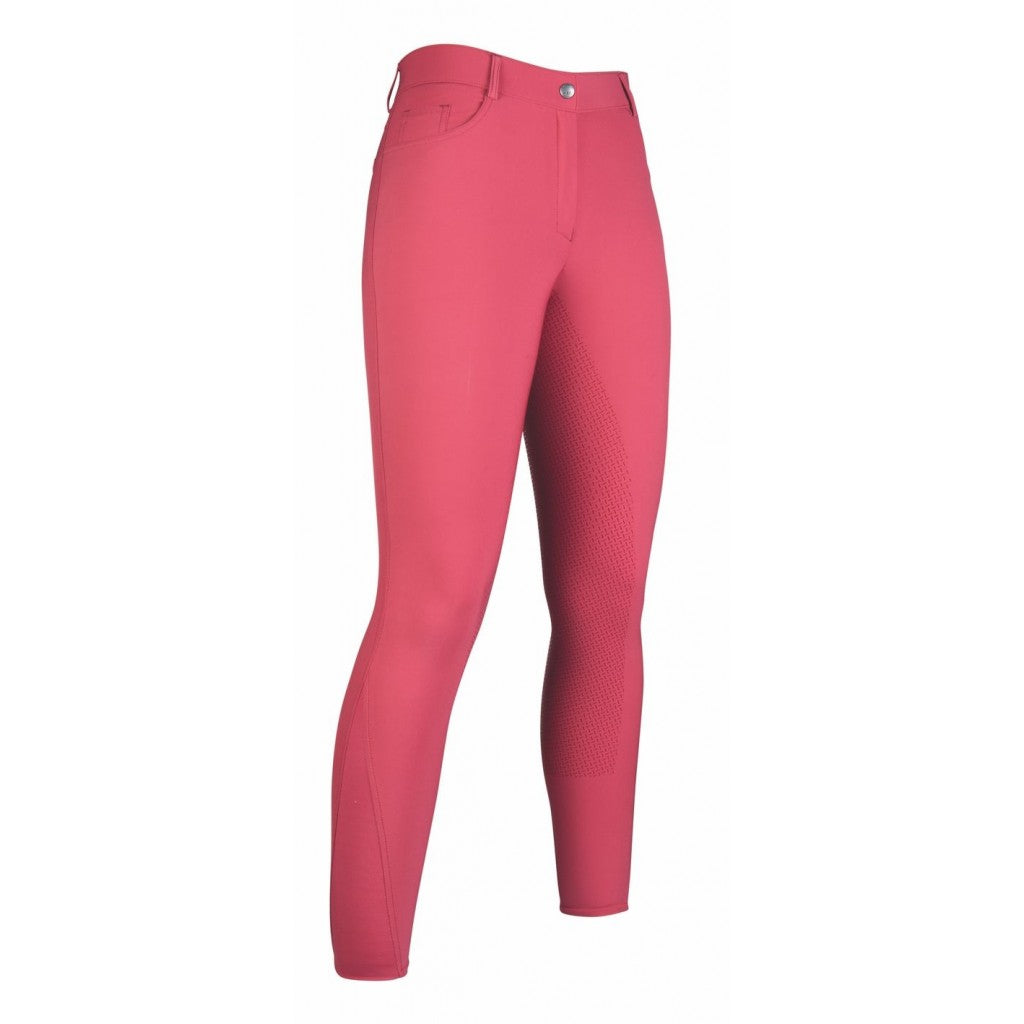 Pantalon d'équitation avec fond intégral en silicone pour enfants et adolescents HKM Sunshine Full Grip rose