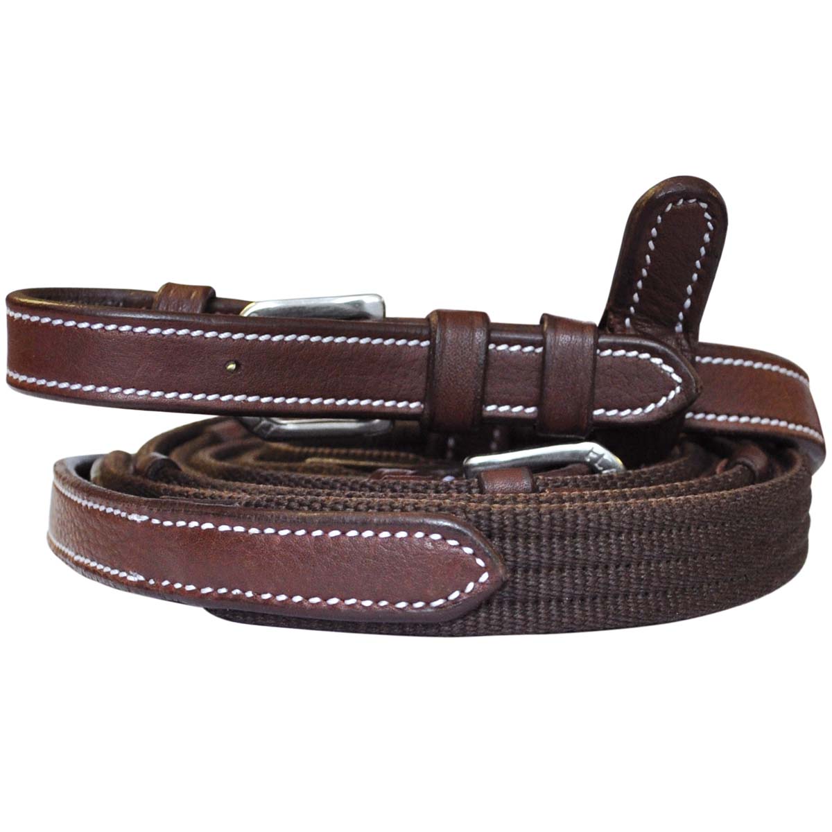 Rênes en tissu pour poneys et chevaux Flags&Cup marron