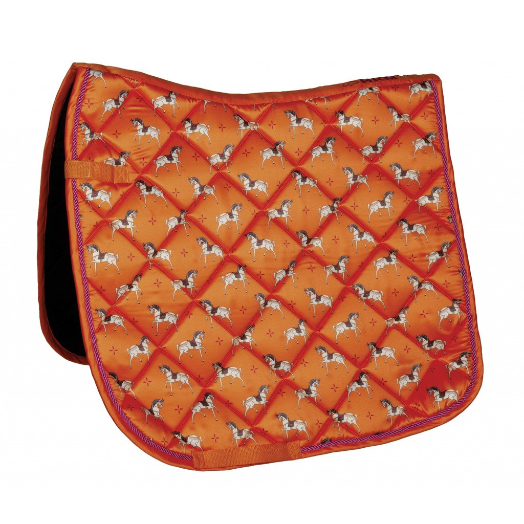 Tapis de selle pour poneys et chevaux HKM Allure Horses modèle CSO ou dressage orange