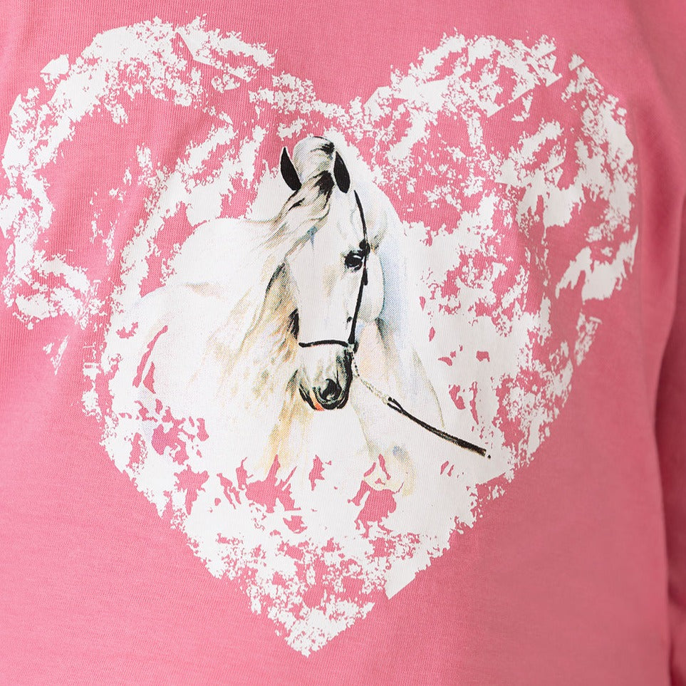 Tee-shirt à manches longues pour filles HKM Horse Spirit rose détail