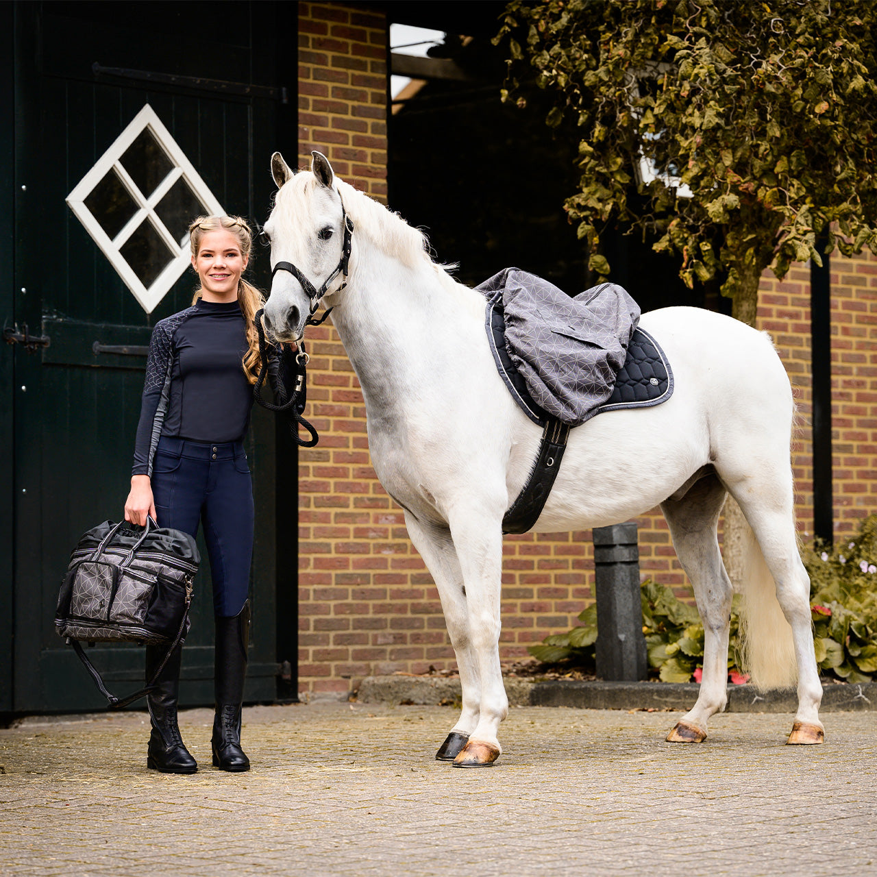 Pantalon d'équitation QHP Lymee softshell Junior full grip