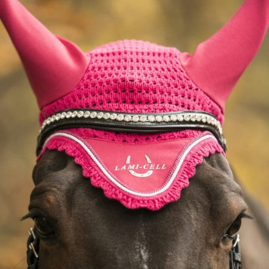 Bonnet anti-mouches pour chevaux Lami-Cell LC rouge cerise