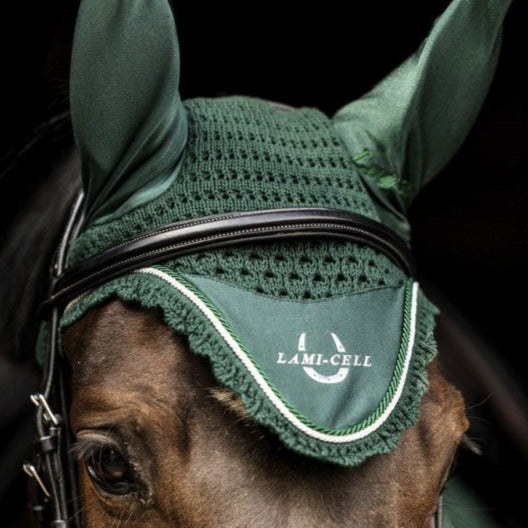 Bonnet anti-mouches pour chevaux Lami-Cell LC vert