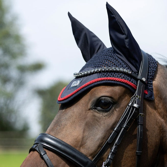 Bonnet anti-mouches pour poneys et chevaux HKM Aruba marine