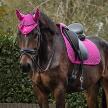Charger l&#39;image dans la galerie, Bonnet anti-mouches pour shetlands, poneys et chevaux QHP Rio fuchsia
