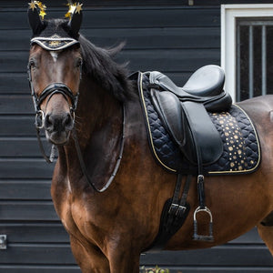Tapis de selle et bonnet anti-mouches pour poneys et chevaux QHP Celebrate