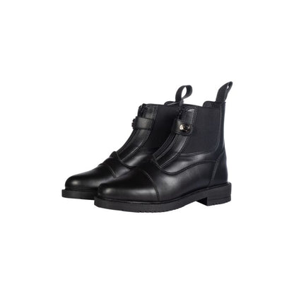 Boots d'équitation en cuir synthétique pour petits cavaliers du 26 au 40 HKM Sina noir