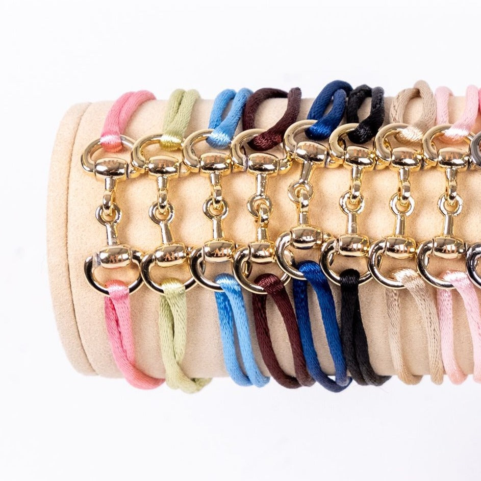 Bracelet en tissu satiné réglable avec mors doré HV Polo Kate