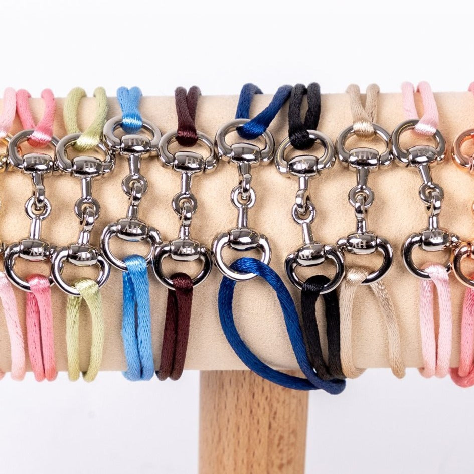 Bracelet en tissu satiné réglable avec mors argenté HV Polo Kate