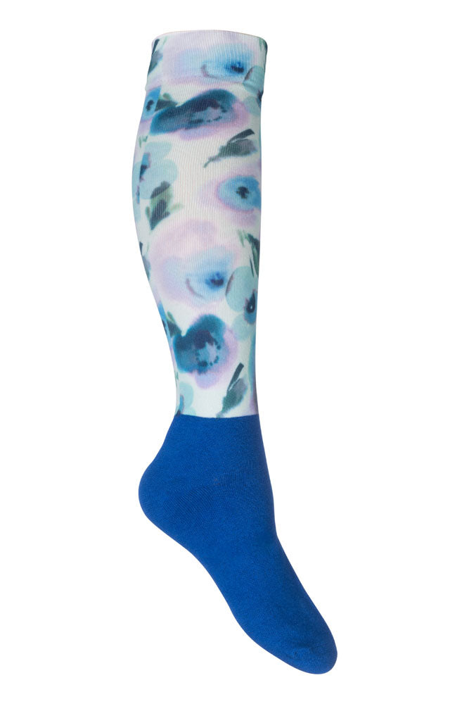Chaussettes hautes d'équitation HKM Essentials bleu roi