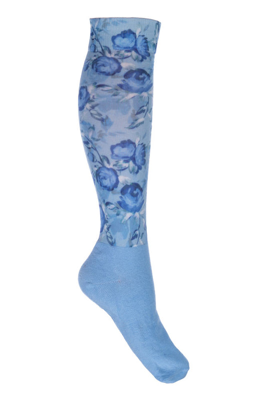 Chaussettes hautes d'équitation HKM Essentials bleu