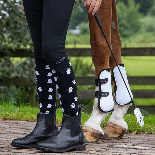 Chaussettes d'équitation pour petits cavaliers QHP Halloween fantômes