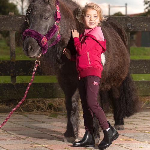 Legging d'équitation pour filles de 6 à 14 ans Harry's Horse Stavanger full grip prune