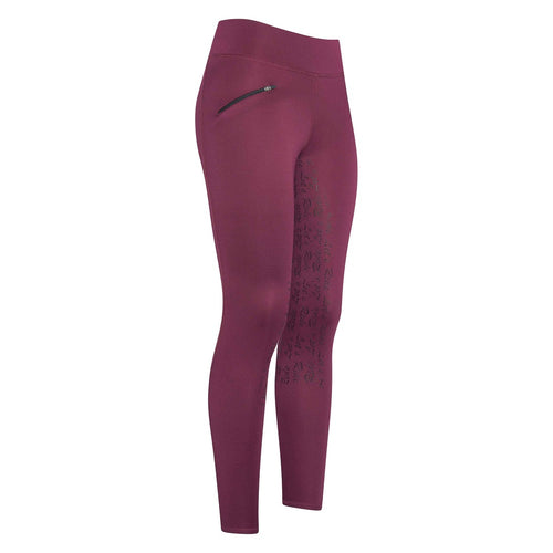 Legging équitation fille Easy Rider Dietse Winter full grip doublé polaire framboise