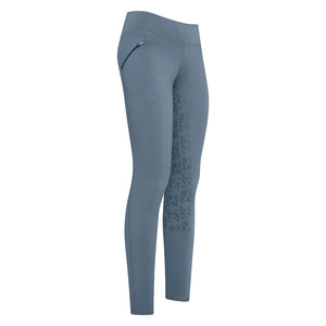 Legging équitation enfant de 3 à 16 ans Easy Rider Dietse full grip taupe bleu acier