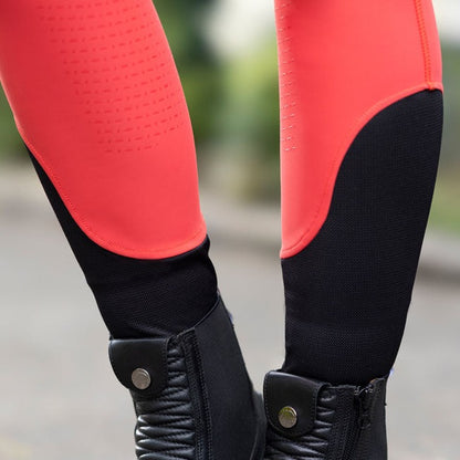 Legging d'équitation pour cavalières du 32 au 46 HKM Aruba full grip rouge 