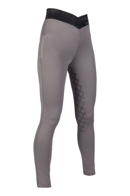 Legging d'équitation pour filles de 7 à 15 ans HKM Ruby full grip gris