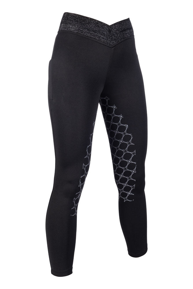 Legging d'équitation pour filles de 7 à 15 ans HKM Ruby full grip noir