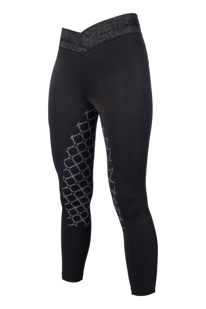 Legging d'équitation pour filles de 7 à 15 ans HKM Ruby full grip noir